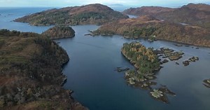 Loch Moidart on west coast of Scotland - aerial