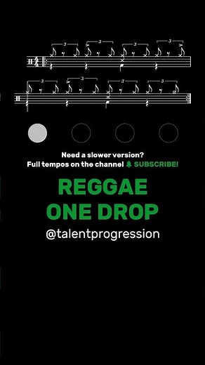 Reggae One Drop │ Drum Tutorial │ Sheet Music + Play-Along | 100 BPM #Shorts