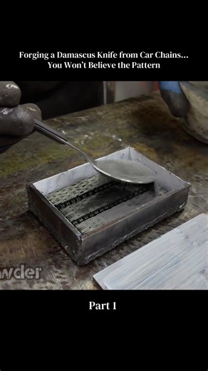 Forging a Unique Damascus Knife from Car Chains