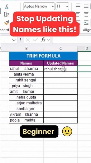 TRIM Function In MS Excel | #shorts #exceltutorial #tutorialexcel