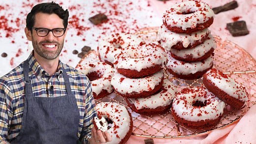 4.4K views · 137 reactions | These moist red velvet donuts topped with an amazing cream cheese frosting are too delicious to resist. Recipe ✅: https://preppykitchen.com/red-velvet-donuts/ | Preppy Kitchen | Facebook