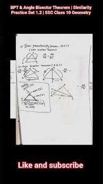 BPT & Angle Bisector Theorem | Similarity Practice Set 1.2 |SSC Class 10 Geometry #SSCClass10 #viral