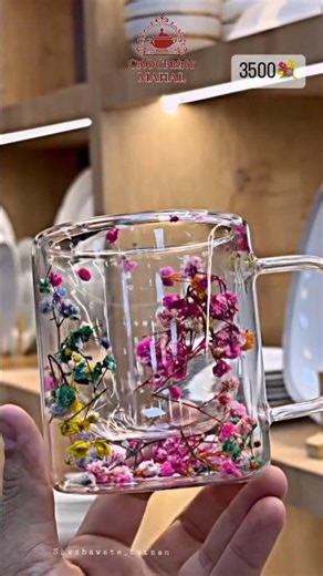 Real Dried Flowers Inside A Mug?! 😍🌼 #shorts#AestheticGlassware #FlowerMug