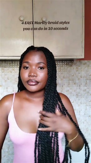4 EASY Marley braid styles you can do in 10 seconds #braidhairstyles