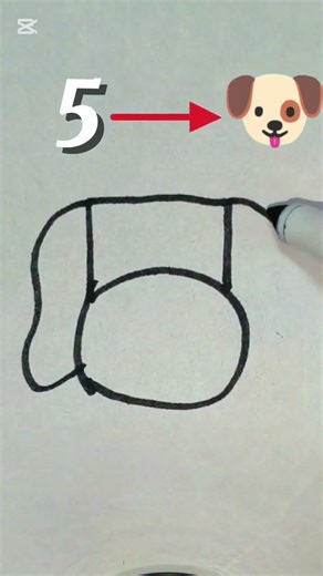 Draw a cute dog with the number 5. #drawing #drawingtutorial #drawingforkids #dog #number5 #shorts