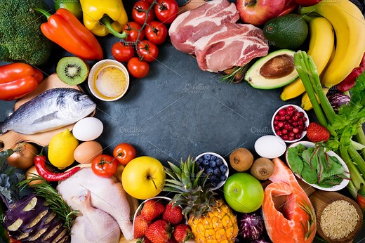 Healthy food background featuring food, healthy, and balance, a Food & Drink Photo by LanaSweet