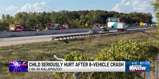 Child seriously injured in 8-vehicle crash on I-94 involving military vehicle, semi-truck