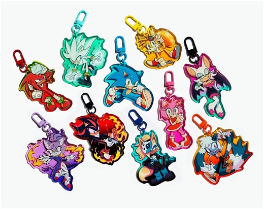 Sonic the Hedgehog Keychains | Sonic, Shadow, Silver, Blaze, Rouge, Tangle, Whisper, Knuckles, Tails, & Amy - Etsy