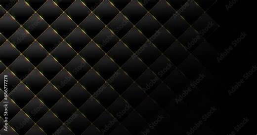 Abstract luxury Square grid of black color in seamless loop pattern animation partially covered with dark shadow. Square golden frame pattern grid award and luxury background.