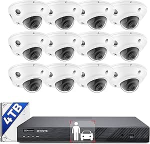 ONWOTE Face Recognition & AcuSearch, 2 Way Audio, 12MP NVR 16 Channel Security Camera System, 12x 4K 8MP Vandal Proof PoE IP Cameras, Total 960ft Cables, 16CH Commercial NVR 4TB, CCTV for Businesses