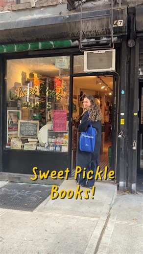 The cutest book store. Literally. Ever. 🥒 Come to the Lower East Side in NYC and check out Sweet Pickle Books, a second hand, independent book store! Bring in your old books and records on Tuesdays and Wednesdays in exchange for a jar of pickles (we swear they’re good)! 🩷 #sweetpicklebooks #bookstore #booktok #library #book | Cove Publishing Group