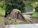 Locals scream in horror as devastating landslide causes ground to collapse