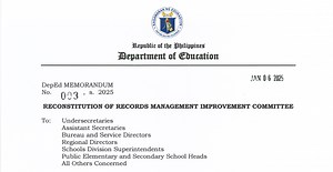 DepEd Memorandum 003, s. 2025 - Reconstitution of Records Management Improvement Committee
