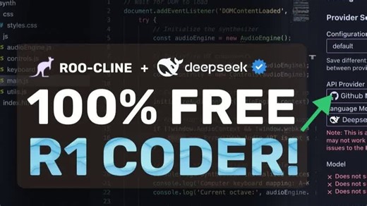 RooCode + 免费的Github Deepseek R1 API：这简直是疯狂的免费AI编码器，搭配Deepseek R1！