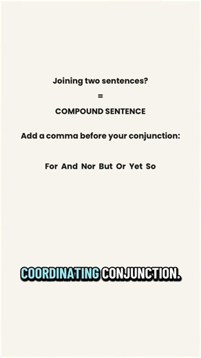 Use FANBOYS and a comma to combine two sentences. #englishgrammar #learnenglish