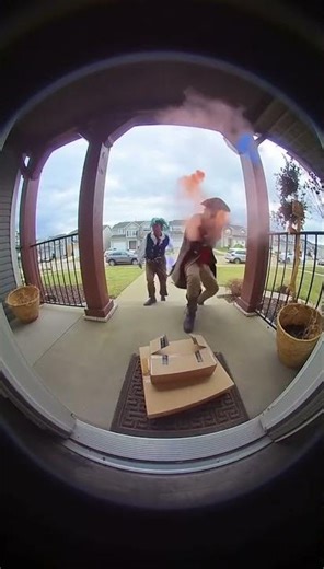 Doorbell Cam Catches “Real” Pirates Stealing Packages — Smoke Trap Activated #shorts