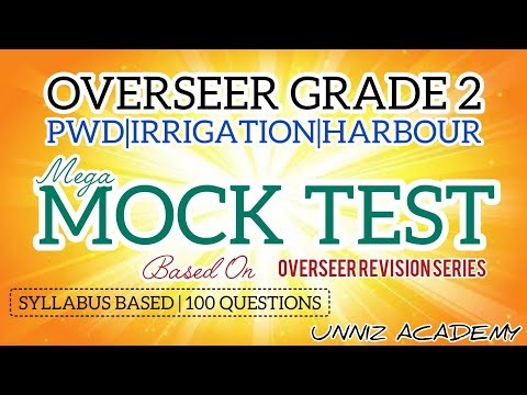OVERSEER GRADE 2 PWD IRRIGATION HARBOUR EXAM KERALA PSC MODEL QUESTION ANSWERS - MOCK TEST JULY 2025