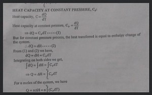 HEAT CAPACTTY AT CONSTANT PRESSURE, \mathrm{C}_{p} ! Heat capac... | Filo