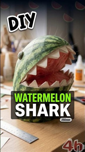 Watermelon Shark Paper Model 🍉(with template) #diy #papercraft #watermelonshark