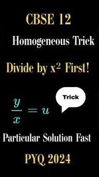 y/x = u Substitution Method | Particular Solution in Minutes|Homogeneous Differential Equation