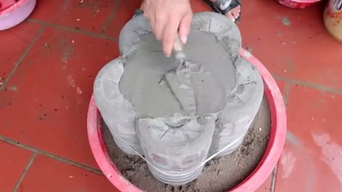 DIY Cement Flower Pots Using Plastic Bottles – Simple, Creative Way to Beautify Your Home