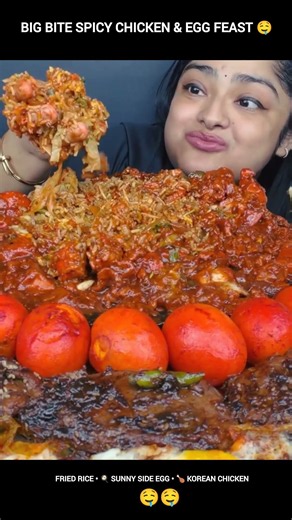 Big Bite Ultimate Spicy Chicken & Egg Feast 🍗🔥 Fried Rice, Korean Chicken & More | Mukbang #shorts