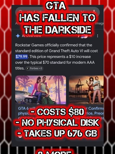 I guess the only silver lining is that all this greedy bs & political bs is saving me ALOT of money on game purchases. But I'm certainly envious of PC users, because they got all the GTA V mods that turn the game into GTA 6 at home, that turns out to be better than what's coming. And fanboys are making ridiculous excuses. Such as comparing GTA 6's $100 Ultimate Edition to WWE 2K26'a $150 Ultimate Edition. As if $100 is cheap. #GTA6 #RockstarGames #GTA6price #GTA6isGreedy #RockstarGamesWentSith