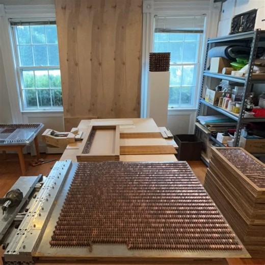 1300 penny strings An old Timelapse of me organizing thirteen hundred strings of pennies. In this video i am counting them out into batches. Each batch of strings was then pressed together with connecting pennies to produce square flats. The square flats then got stacked and pressed together into the Hundred Thousand Penny Cube that I completed in Dec 2023. #coinart #pennyart #moneyart #money #coin #penny #pennies #sculpture #design #engineering #contraptioneering #artistinresidence #maker #cont