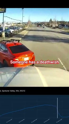 car has a deathwish turning like that in front of a big rig #fyp #nearmiss #deathwish