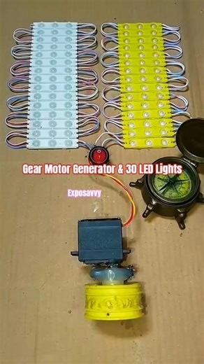 Polarity Switching Experiment With Modified Gear Motor Generator & 30 LED Lights ⚡💡 #shorts #dcmotor