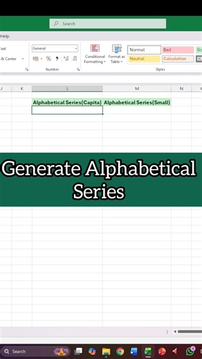 How to Generate Alphabetical Series in Excel #spreadsheetmagic #excel