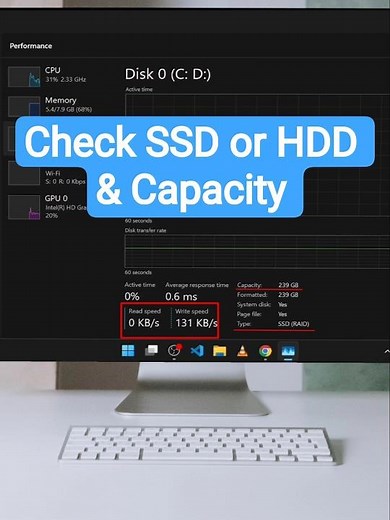 How to Check if Your PC Has SSD or HDD and Their Capacity ! #shorts