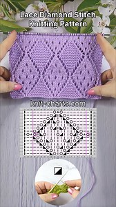65K views · 1.2K reactions | Lace Diamond Stitch Knitting Pattern #DiamondStitch #KnitLace #KnittingPattern #KnittingInspiration #KnittingTutorial | Free Knitting Patterns | Facebook