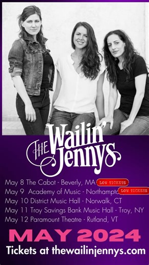 No foolin’ here, we are touring the Northeast U.S. again in May and pretty excited about it. Some venues are selling out fast and your enthusiasm is so wonderful. Come on out and share a night of song and inspiration with us. May 8 The Cabot May 9 Academy of Music May 10 District Music Hall May 11 Troy Savings Bank Music Hall May 12 Paramount Theatre Tickets at thewailinjennys.com #wailinjennys #thewailinjennys #americanamusic #rootsmusic #folkmusician #jennystour | The Wailin' Jennys