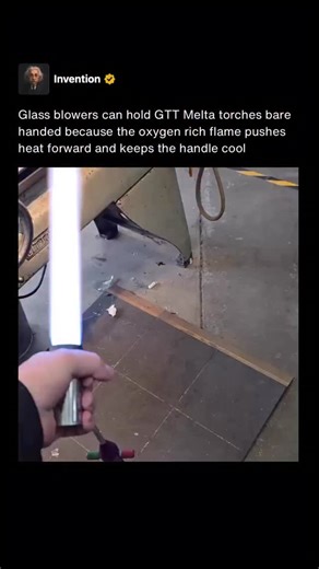 Invention on Instagram: "GTT Melta torches are designed to produce an intense, focused flame that melts glass with remarkable speed. These torches rely on a high oxygen content to sharpen and concentrate the heat, directing it outward in a tight, controlled stream. This creates a powerful working flame that allows artists to shape, stretch, and manipulate molten glass with precision. One of the surprising features of a GTT Melta torch is that glass blowers can hold it with a bare hand even while