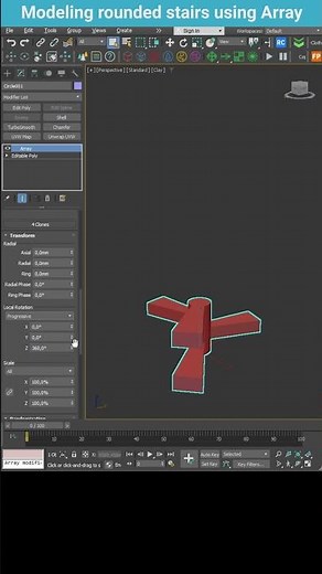 Create Spiral Stairs Around a Column in 3ds Max | Fast & Easy Array Modifier Trick #shorts #3dsmax