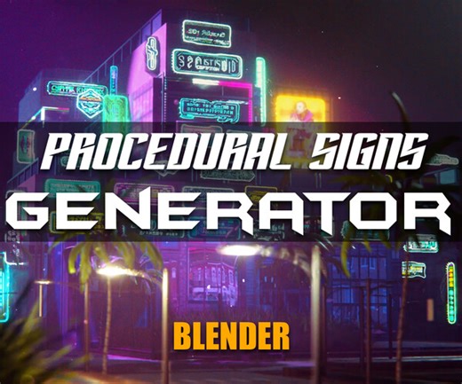 ArtStation - Procedural Sign Generator   100 Unique Signs   Full 3D City Blender | Resources
