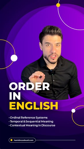  Order in English: First, Second, Third These words help us talk about order, time, and position in English. We use them to show which one comes next. Examples: • “Today is the fourth of July.” • “It’s the fifth month of the year.” Simple idea. Very important English. #LearnEnglish #ESLGrammar #EnglishVocabulary #EnglishPractice #HRD | Hamid Reza Dousti | Facebook