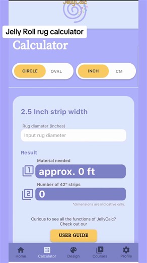 Tired of guessing how much fabric you need? 🧵✨ Meet JellyCalc - the must-have app for every Jelly-Roll rug maker! #jellyrollrug #sewing #sewingtiktok #quilting #quiltingtiktok #sewingtools #crafterlife #jellycalc