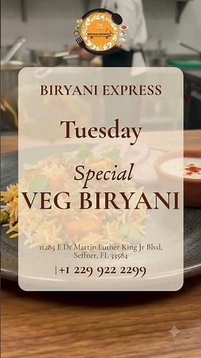 Biryani Express Special Dish Veg Biryani.
