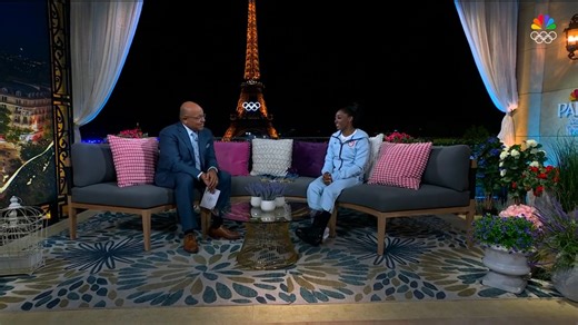 Simone Biles seen wearing boot during primetime interview after Olympic competition concludes