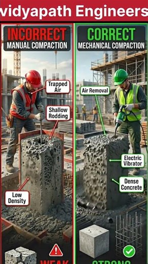 “Weak vs Strong Column 😳 | Compaction Matters!”........... #vidyapathengineers