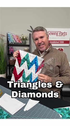 Triangles and Diamonds Quilt Block 🔷 Sharp angles meet bold design in this eye catching block. In this tutorial, Bob walks you through how triangles and diamonds come together to create a pattern full of movement and contrast. It may look intricate, but with a few simple steps you can piece it together with confidence. Play with color placement to highlight the geometric shapes and make the design pop. Sew along and bring this striking block to life. #quilting #quiltblock #trianglesanddiamonds