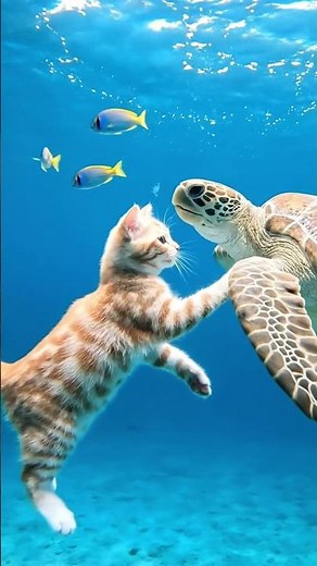 Adorable Kitten Goes Deep Sea Diving 🐱🌊 Ocean Exploration Adventure #cat #catvideos #catshorts