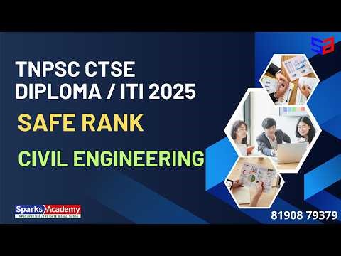 TNPSC CTSE DIPLOMA/ITI LEVEL EXAM 2025- CIVIL ENGINEERING -CUTOFF & SAFE RANK FOR OCV-Sparks Academy