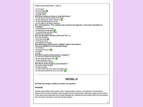10th Class English Solved Model Paper | SSC-2 Federal Board (FBISE) | PDF Link in Description