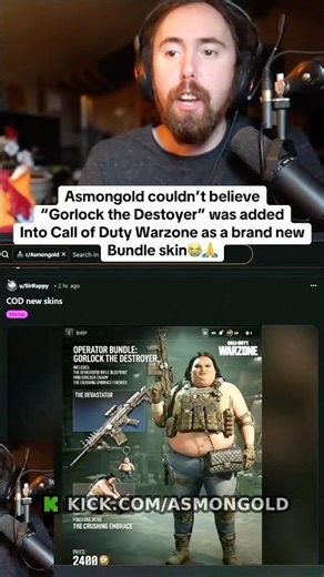 Asmongold realizes Call of Duty franchise is beyond cooked after adding Gorlock to Warzone😭🙏