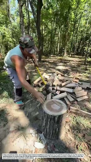 This Axe Makes Splitting Firewood Look Easy! 🪓🔥 | Efficient Wood Splitting Technique.