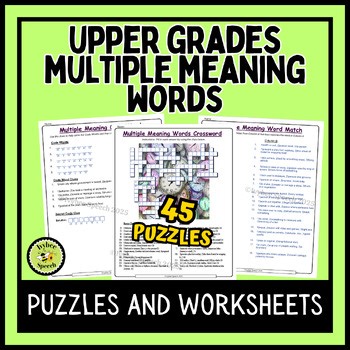 Middle and High School Multiple Meaning Words Vocabulary Puzzles and Worksheets