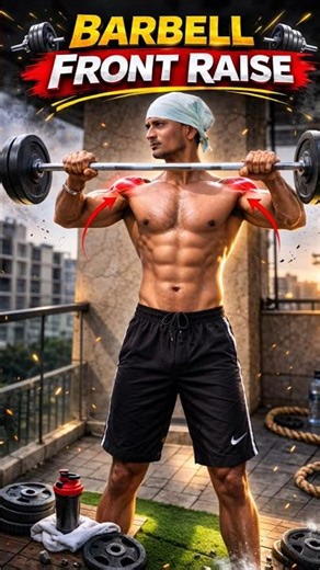 Barbell Front Raise 🔥 Solid Shoulder Builder | Killer Front Delts
